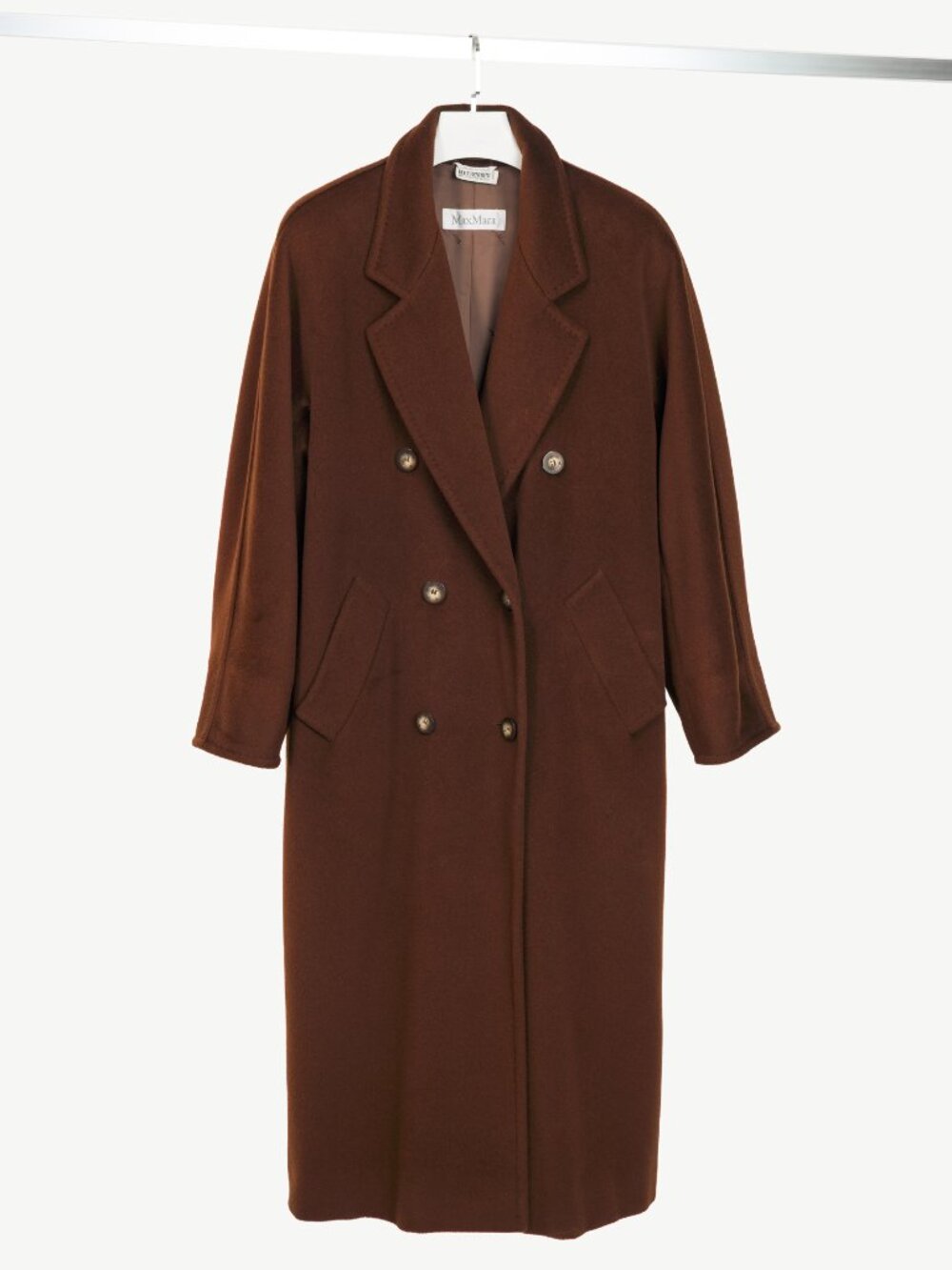 Max Mara Brown Wool-Blend Double-Breasted Chesterfield Coat